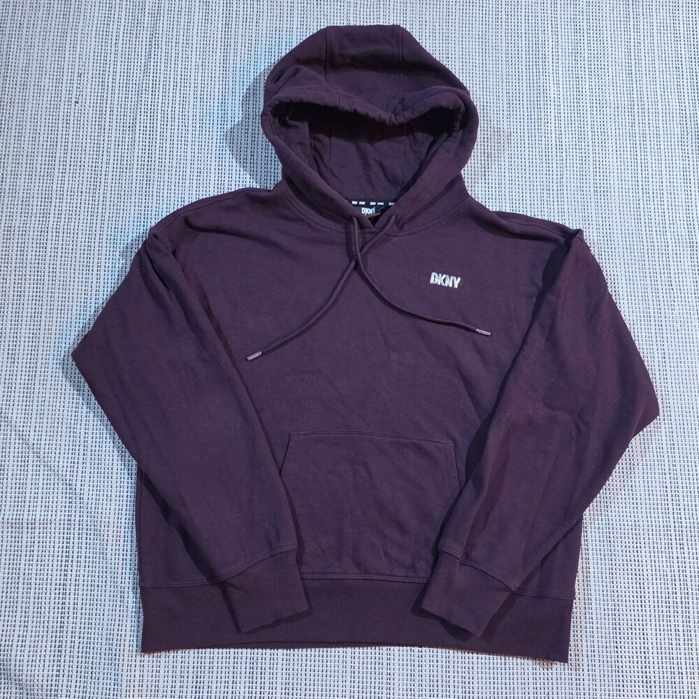 DKNY Sport Women's Hoodie Burgundy Purple Full Sleeves Sweatshirt Size M